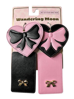Madison Home International Wandering Moon 4 Bag Tags W. Carabiner Hearts & Bows